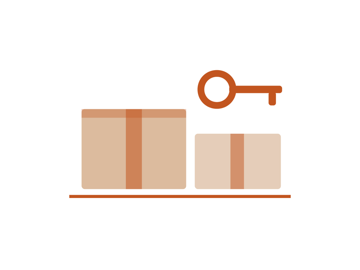 Taped moving boxes and a key — the Home & Moving handbooks