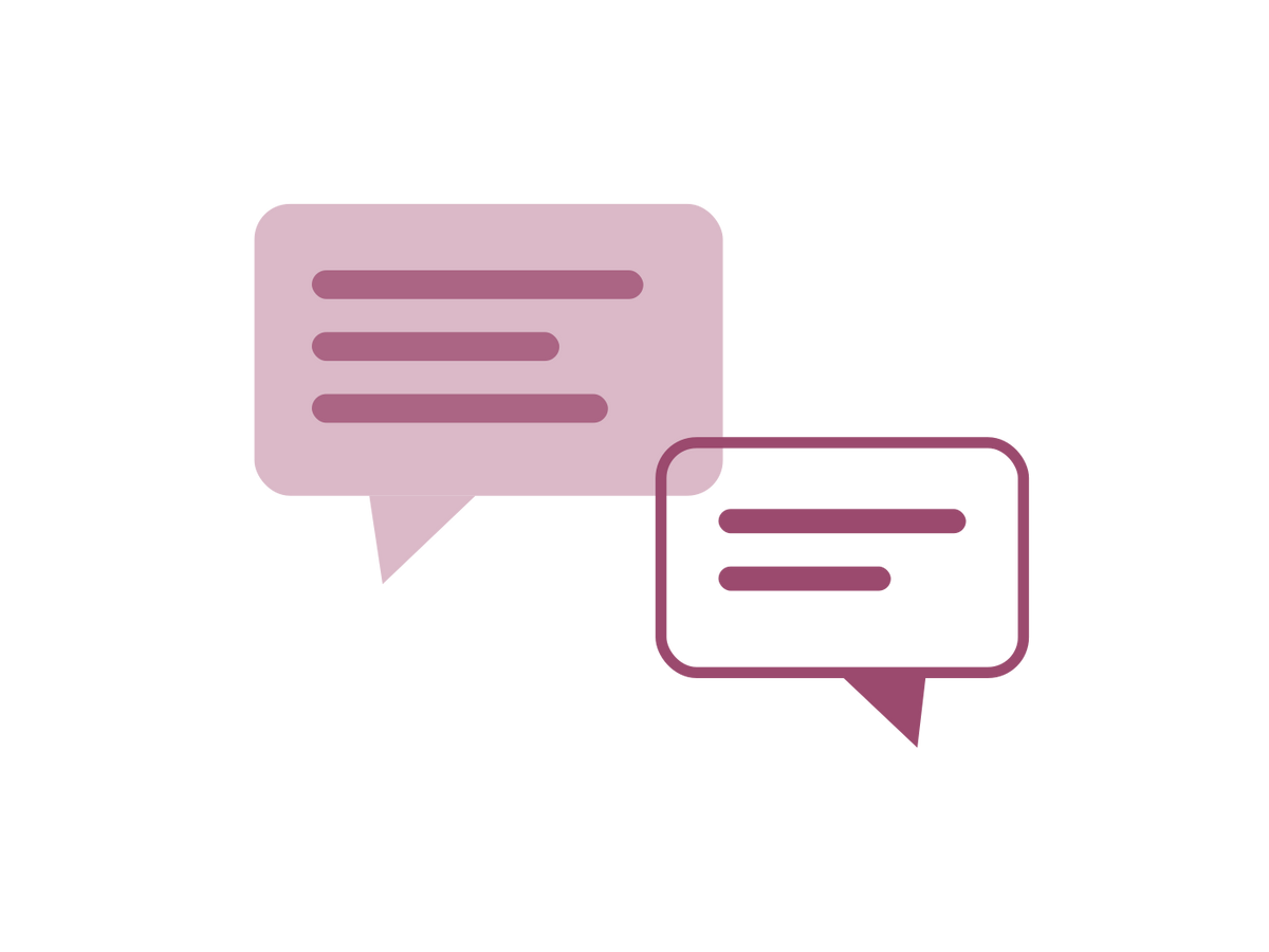Two speech bubbles — the Family & Care handbooks