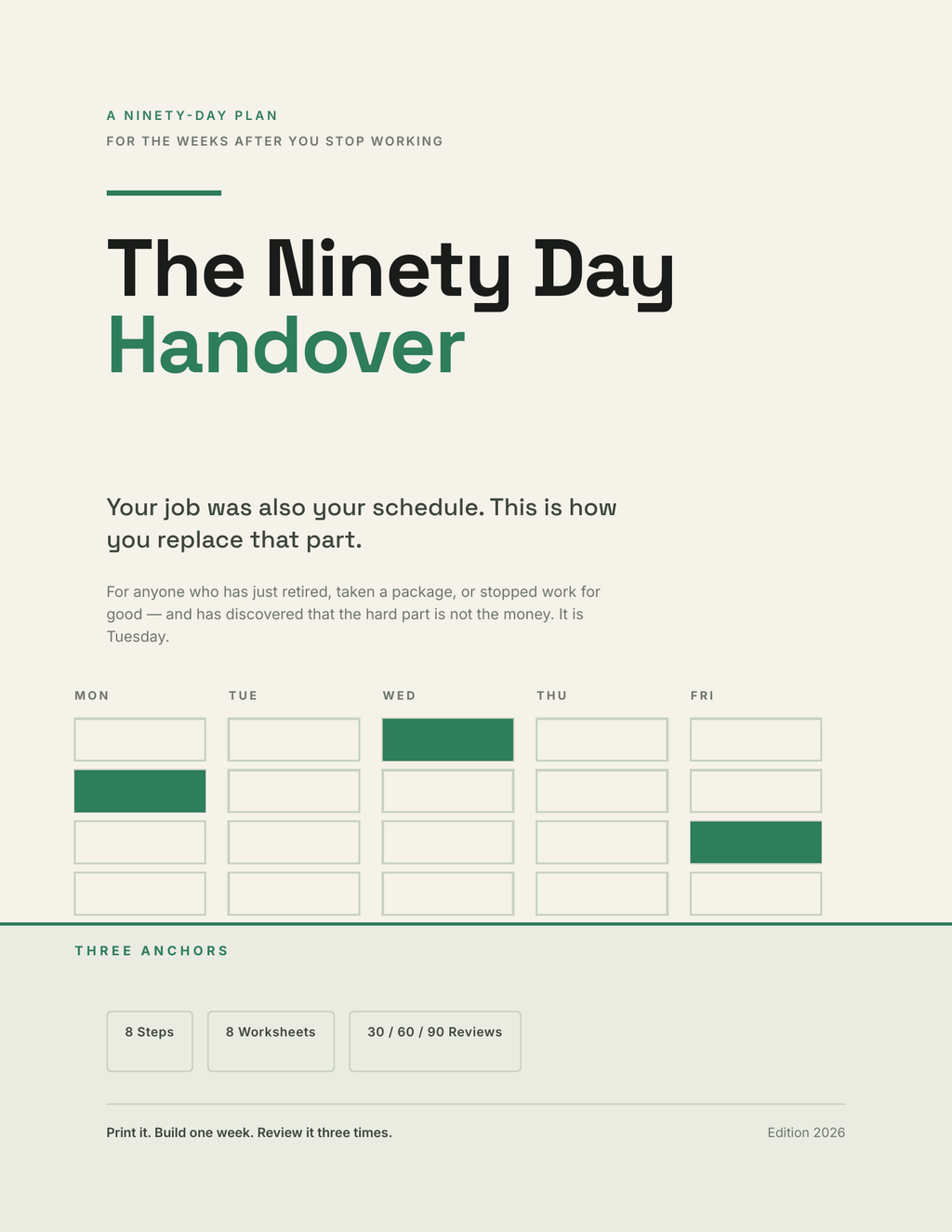The Ninety Day Handover — A Plan for the Weeks After You Stop Working